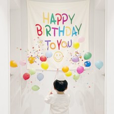 서프라이즈 현수막 풍선 생일 세트, 1개, 스마일 1개, 스마일