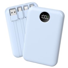 YEXXI 일체형 보조배터리 고속충전 PD 22.5W 미니 휴대용 10000mAh 4개 케이블 멀티단자, Blue, N1