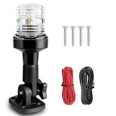 Young Marine 보트 앵커 라이트 3-해리 화이트 LED 접이식 선미 조명 폰툰 및 낚시 보트용 모든 라운드 360 12-24V (15.2cm(6인치) 접이식), Young Marine 보트 앵커 라이트 3-해리 화이, 1개