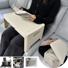 제타리온 휴대간편한 접이식 베드테이블 수납력 노트북책상, 딥화이트