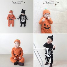 LEMONADE 韓國童裝 寶寶萬聖節骷髏南瓜造型套裝 含帽子 可愛舒適 萬聖節派對穿搭