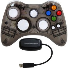 무선 Xbox 360 컨트롤러용 YYU 쿨 LED 마이크로소프트 및 PCWindows 111087용 업그레이드된 조이스틱 이중 진동 게임패드 게임 조이패드 블루, Wireless-Black