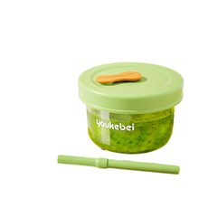 youkebei 寶寶輔食碗 PPSU 便攜密封保鮮盒, 綠色 - 圓形, 1個, 150ml