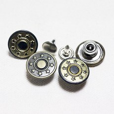 [단추똥꼬] 청바지단추 청자켓 흔들이 단추 5세트 17mm, 1개, (03번)신 별8개 금변 5세트
