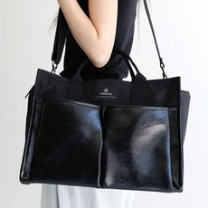 와이엠마마 가벼운 기저귀가방 이너백 물티슈포켓 멀티빅윰백, 레더블랙