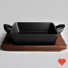 주방 팬 무쇠 통주물 정사각 서버 나무판 포함 클래식, 서버 정사각팬, 1개, 1cm