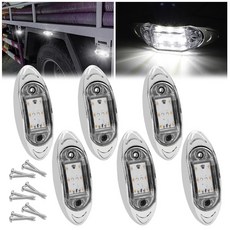 [ 1186797 ] 이그미랜드비비 LED 트레일러 마커 라이트 트럭 사이드 6LED 클리어런스 램프 헤비 듀티 RV 캡 보트 버스 트럭용 크롬 베젤 타원형 12V 24V, [ 1186797 ] 이그미랜드비비 LED 트레일러 마