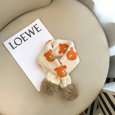 兒童圍巾 可愛圍巾 高顏值圍巾 防風保暖 兒童圍巾冬季保暖卡通小熊針織可愛圍脖男童女童潮流寶寶毛絨圍巾