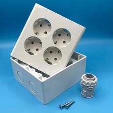 위너스 4구 콘센트 조립용 간편 세트(콘센트+PVC노출박스+이도피스+SFPK커넥터), 1개