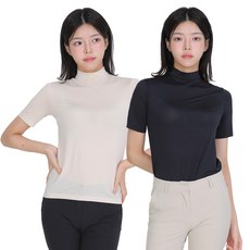 <투엘라> (1+1) 여성 반팔 반폴라 티셔츠_스무디처럼 시원한 스포츠 골프 냉감 티셔츠