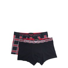 엠포리오아르마니 로고 웨이스트밴드 플레이드 복서 브리프 2팩 세트