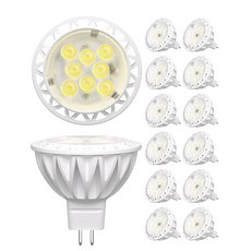 GOHDLAMP MR16 LED 전구 12팩 50와트 동등한 조경 전구 5000K 일광 화이트 5W GU5.3 MR16 12V 스포트라이트 전구 풍경 매입형 트랙 조명, 12