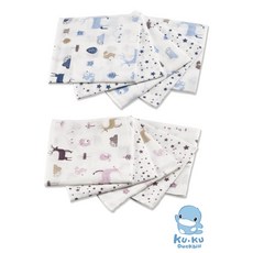 KUKU酷咕鴨 北歐迷境森林紗布手帕五入組，柔軟親膚、透氣速乾，寶寶清潔護理必備