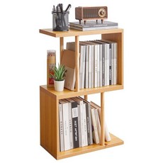 Aibiju 작은 공간을 위한 3단 S자형 사이드 테이블 독립형 사이드 테이블 소파 엔드 테이블 좁은 엔드 테이블 침실 거실 스터디룸에 적합 천연 목재 색상 YD-ST, 천연 나무 색상