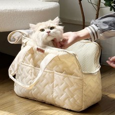에코스윗 강아지 산책 가방 외출 이동 숄더백, 1개, 아이보리