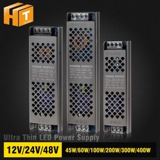 울트라 얇은 LED 전원 200W 400W 48V 100W 300W 60W 조명 24V 12V 장치 스트립에 변압기 45W 공급, 12V용