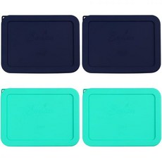 소피코 6컵 직사각형 실리콘 보관 커버 뚜껑 교체용 파이렉스 7211-PC 유리 그릇 용기 미포함 조폐물, Navy Blue-Mint, 1개