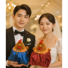 유피드몰 결혼식 닭날리기 닭인형2개+보자기+노리개+편지지 세트구성, 1개, 청색&홍색