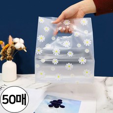 댓츠댓 예쁜 감성 선물 비닐 쇼핑백 소, 50개, 데이지