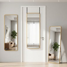 안토크 전신거울 3in1 벽거울 문걸이거울 35*120cm, 골드-둥근