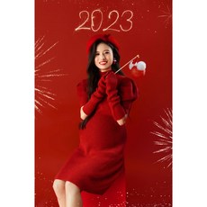 임산부 촬영 원피스 니트 드레스 크마스 신년 대형 레드 테마 셀프 사진 옷