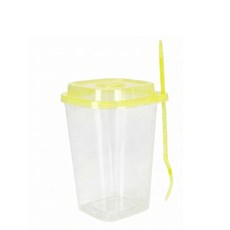 B46-650 아이스컵+뚜껑+포크세트 PP 내열용기 샐러드컵 과일컵 다용도컵, 1박스, 25개입, 650ml 1박스, 25개입, 650ml