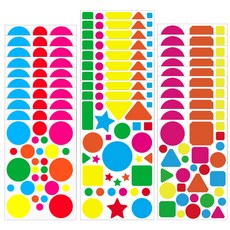 440pcs 도형 원형 사각형 삼각형 별 스티커, 2세트, 혼합(S5186) 15장 440PCS