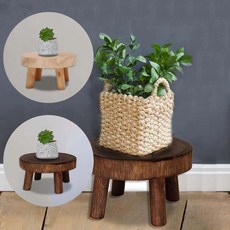 원목 원형 화분 받침대 식물 미니화분 낮은 선반 나무 다육이, 1개, 브라운M