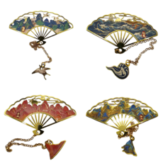 고급책갈피 독서템 금속 북마크 4종세트, 1세트, 부채 산수