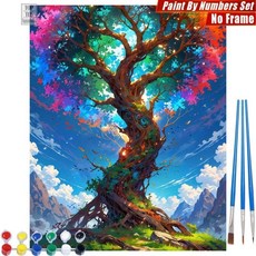 컬러풀 트리 디지털 유화 나무잎 산맥 거실 벽장식 선물, 15. S1119407