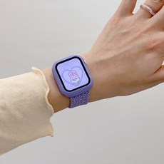 우먼스9999 애플워치 호환가능 7 SE 6 3 2 브레이드 솔로루프 스트랩 38 40 41 42 44 45 mm 호환가능, 연보라, 42/44/45mm (S)