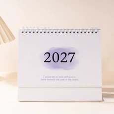 2027년 새 책상 달력 3가지 사이즈(소형 중형 대형) 영어 달력 책 연간 할 일 목록 월간 일일 플래너 시간, 1개, 14 M-Purple