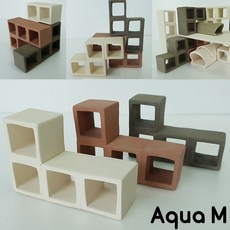 아쿠아엠 테트리스 모음 /수족관 어항 수조 장식품 열대어 산란상 은신처 놀이터 구피 코리 안시 플레코 새우, 그레이, 1개