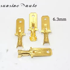 50pcs 구리 6.3mm 압착 단자 비절연 스프링 커넥터 자동차 자전거 요법에 대 한 여성 콜드 터미널, 01 6.3mm male