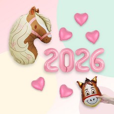 [파티지] 말풍선 세트 / 2026년 말의해 말띠풍선 포토존 새해 신년행사 병오년, 1세트, N2026_15_핑꾸핑꾸 리본 말풍선_핑크