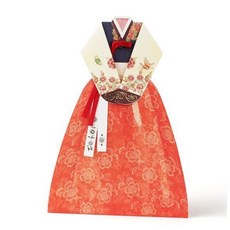 전통 한복 모양 수채화 입체 카드 모란꽃 명절 감사 인사 외국인선물