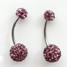 MISS21 여성용 바나나 써지컬 피어싱 베이직 큐빅 2pcs 세트 (pe231)