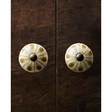 자라홈 브랜드관 플라워 쉐이프 손잡이(2개 세트) 43314555305, 11 x 9 x 8 cm, 머스터드