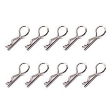 RCS 모델 자동차용 내구성 스테인리스 스틸 핀 1/10 1/8 모델용 R자형 금속 본체 클립 10개 간단한 고정, 실버
