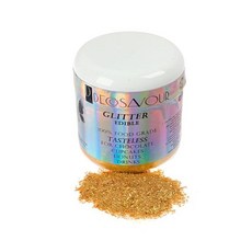 Decosavour 식용 글리터 펄 음료용 금색 케이크 및 초콜릿용 15g 팩 금빛 반짝이 가루 색소 습식 건식용 무맛 비건 글루텐 프리, 금색 반짝이