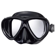 台灣品牌Problue 矽膠雙面鏡水肺潛水面鏡，通用款潛水面罩浮潛裝備，雙鏡片擴大視野, 全黑