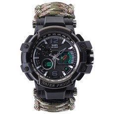 입대선물 강철부대 군인시계 생존팔찌 야외 생존 시계 방수 다기능 생존 키트 군사 전술 파라코드 시계 팔찌 캠핑 도구 비상, 1개