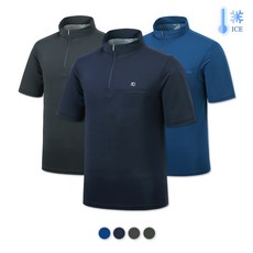 2차리오더 [냉감으로 쾌적하게/스판으로 편안하게] 냉감 스판 남성용 집업 반팔 티셔츠 MBTM411 (95~110)