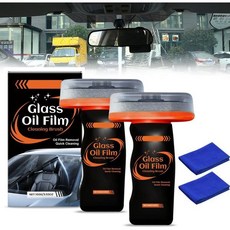 2개 유리 오일 필름 제거제 차량용 100ml 롤온 화합물 세척판 포함 및 얼룩 제거 자동차 세척 브러시, 2PC