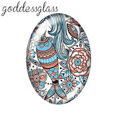 꽃무늬 잎사귀 장미 아름다움 타원형 사진 유리 카보숑 데모 플랫백 제작용 부자재, 13. TB0093-06