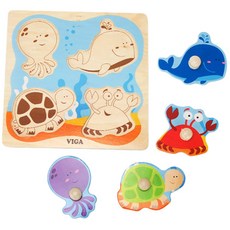 유치원 해양생물 바다동물 꼭지퍼즐 모양꼭지퍼즐, 4피스, 1개