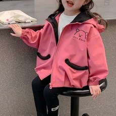 구빠방 아동 곰돌이 후드 집업 아우터 자켓 바람막이