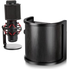 Po-p 필터 화면 U자형 마이크 필터(메탈 메시 윈드스크린 커버) 스튜디오 녹음용 휴대용 실드 마스크(COLOR:black), black