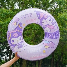 兒童游泳圈 庫洛米紫色 坐圈 加厚 嬰幼兒水泡 1-6歲 游泳圈, 泳圈庫洛米紫色,參考1-8歲60斤以內送高級打氣筒, 1個