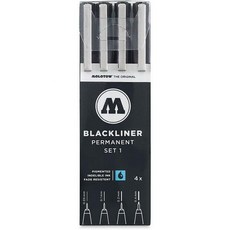 몰로토우 블랙라이너 펜 4개 세트 1개 - 0.05mm 0.1mm 0.2mm 0.4mm 팁 각각 1개 (200.486), 4 Count (Pack of 1)